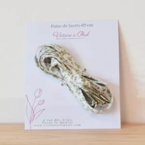 Lacet 67 cm L coton imprimé fleur verte
