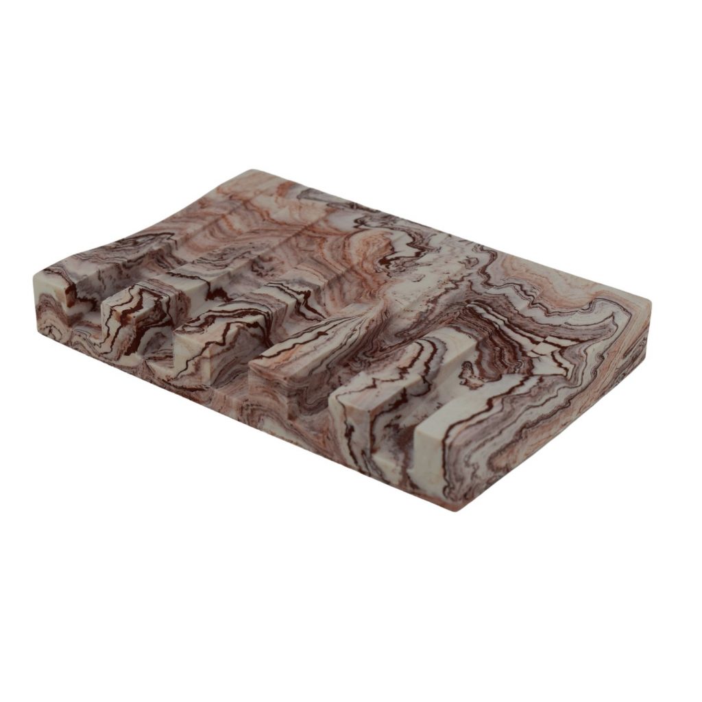 Porte-savon En Onyx Marbre Naturel - Pierre Concassée, Poli, Fabrication Indonésie, Neuf